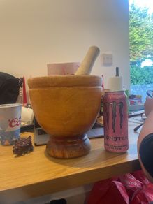 wooden mortar and pestle