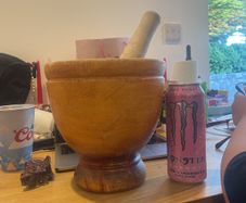 wooden mortar and pestle