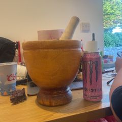wooden mortar and pestle