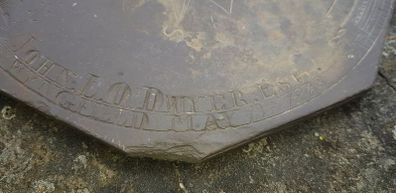 Antique Victorian sundial, signed and dated. MAY 13TH 1863. Missing gnomom.