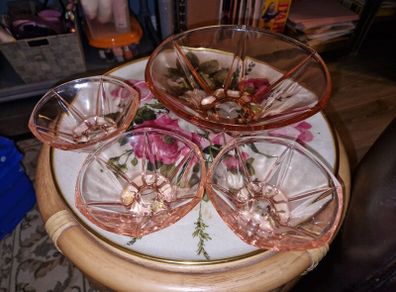 Vintage Pink Bowl and Dishes