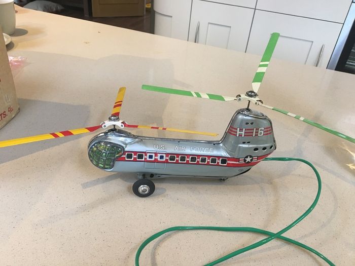 TN Helicopter Double Rotor Vintage Tin Toy made in Japan