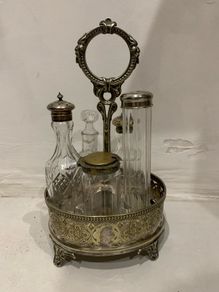 Antique or vintage Cruet set - silver metal