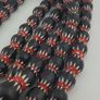 Antique Venetian Style Big Black Chevron Glass Beads Necklace Strand Image 6