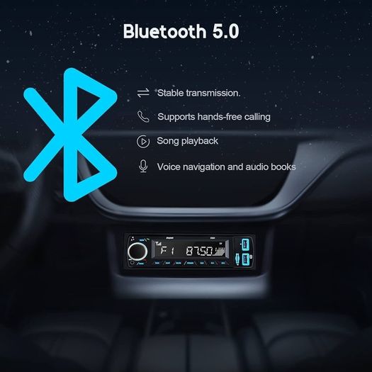 FREE EXPRESS SHIPPING 7 LED Colors Car Stereo Handsfree Calling Bluetooth 5.0 Car Radio, Stereo & Clock, 4X60W FM Radio USB/AUX in/MP3/WMA/WAV/SD MP3 Player, Wireless Remote Control
