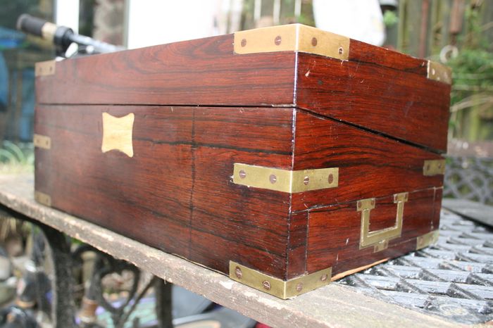 Antique Wooden Writing Box 19th century ,Brass fittings