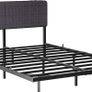5ft King Bed Frame With USB Charging Station,Dark Grey Floating Bed Frame with Storage Headboard and LED Light,Upholstered Platform Bed Frame Double Size,Noise-Free Strong Slats Image 9