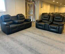 Leather Vancouver 3+2 Black Sofa Range