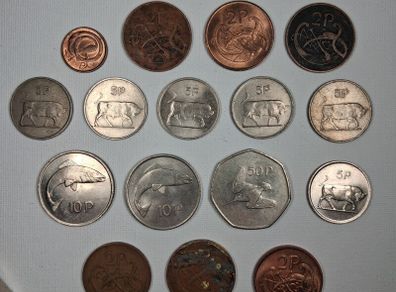 Collection of 1970s irish coins