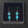 Vintage 925 Sterling Silver & Turquoise Tribal Earrings Image 2