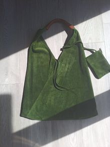 Large slouch tote suede leather bag