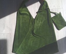 Large slouch tote suede leather bag