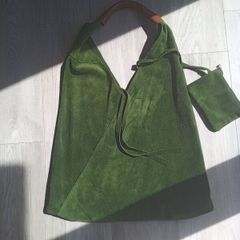 Large slouch tote suede leather bag