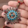 Vintage Carnelian Agate From Mali With Old Brass Garnet & Turqouise ,Coral Pendant Necklace Image 3