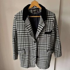 David Barry London Vintage wool and velvet hounds tooth jacket.