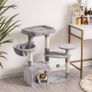 Cat Tree with Sisal Scratching Posts, Multi-Level Cat Tower, Cat climbing frame with large platform, basket, Light Grey Image 3