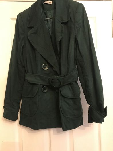 green trenchcoat style belted jacket size 10