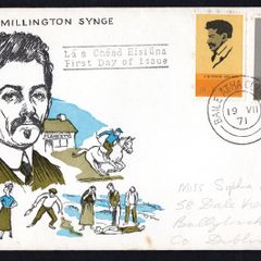 1971 Ireland Birth Centenary of JM Synge (playwright) Commemorative Stamps Harp First Day Cover (FDC)