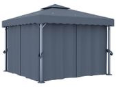 Gazebo with Curtain 3x3 m Anthracite Aluminium