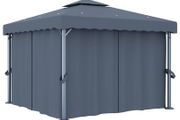 Gazebo with Curtain 3x3 m Anthracite Aluminium