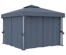 Gazebo with Curtain 3x3 m Anthracite Aluminium