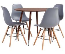 5 Piece Dining Set Plastic Grey