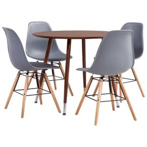 5 Piece Dining Set Plastic Grey