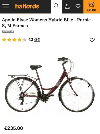 Ladies Purple Hybrid Bicycle