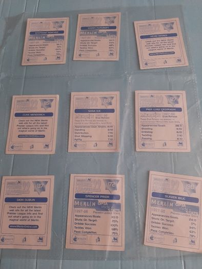 football cards merlin 1997/98