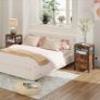 2 Wooden Bedside Table with Charging Station Image 3