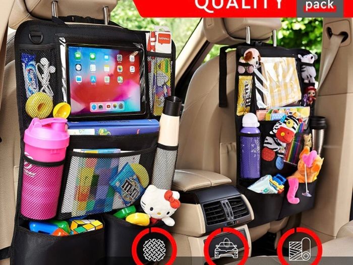 Car Seat Organiser, Kick Mats Back Seat Protector with Touch Screen Tablet Holder, Car Backseat Organiser for Kids (2 PCS)