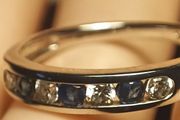9ct White Gold Sapphire &amp; Zirconia Eternity Ring
