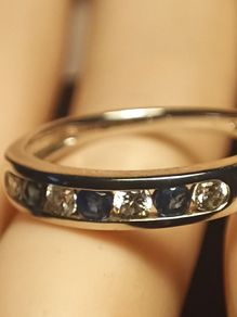 9ct White Gold Sapphire & Zirconia Eternity Ring