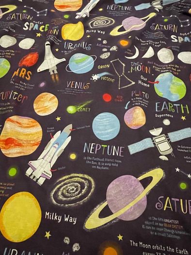 Single duvet and matching fitted sheet Space Moon