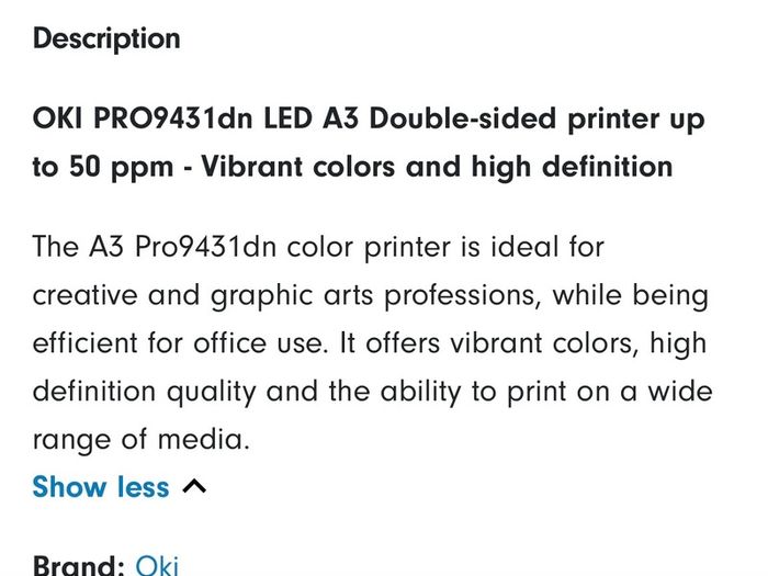 Printer Oki Pro 9431