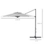 3 m Cantilever Umbrella, Tiltable, Rotating, Hand Crank, Wind Vent, Metal Pole, Dark Gray Image 2