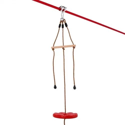 Zipline Kit for Kids and Adult, 65 ft Zip Line Kits Up to 500 lb, Backyard Outdoor Quick Setup Zipline, Playground Entertainment with Zipline, Nylon Safety Harness, Seat, and Handlebar