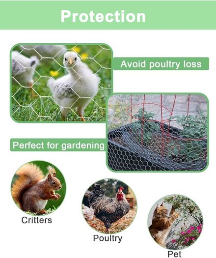 Chicken Wire Mesh  35CM by 15M Garden Animal Barrier Fence, 1 inch Mesh Fence for Pet,Rabbit,Poultry