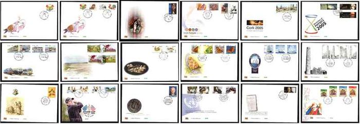 Collection 2005 Ireland Commemorative Stamps An Post First Day Cover (FDC). Collection of 18 covers.