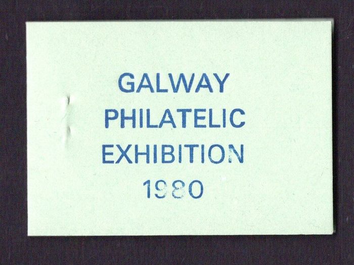 1980 Ireland Galway Philatelic Exhibition Booklet with pair 16p Artic Hare Fauna & Flora Wildlife Commemorative Stamp (tied on left margin) and 1p & 2p Gerl defintive stamps Booklet Pane Mint Never Hinged (MNH) no 214