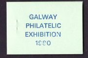 1980 Ireland Galway Philatelic Exhibition Booklet with pair 16p Artic Hare Fauna &amp; Flora Wildlife Commemorative Stamp (tied on left margin) and 1p &amp; 2p Gerl defintive stamps Booklet Pane Mint Never Hinged (MNH) no 214