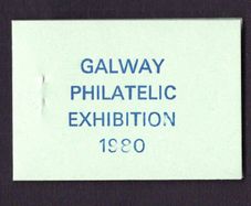 1980 Ireland Galway Philatelic Exhibition Booklet with pair 16p Artic Hare Fauna & Flora Wildlife Commemorative Stamp (tied on left margin) and 1p & 2p Gerl defintive stamps Booklet Pane Mint Never Hinged (MNH) no 214