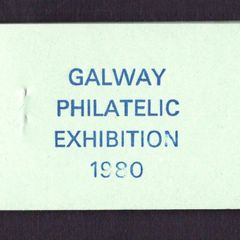 1980 Ireland Galway Philatelic Exhibition Booklet with pair 16p Artic Hare Fauna & Flora Wildlife Commemorative Stamp (tied on left margin) and 1p & 2p Gerl defintive stamps Booklet Pane Mint Never Hinged (MNH) no 214