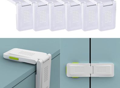 6 Pack Child Safety Locks Drawer Cupboard Locks Toilet Lock Right Angle Flat Angle for Cabinet Door and Drawers Esay Install