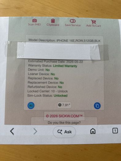 iPhone 16e 512 gb unlocked (Warranty)