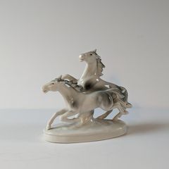Rare 1927 Carl Scheidig Running Horses Porcelain Ornament