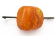 Brutalist Baltic Amber Silver Brooch
