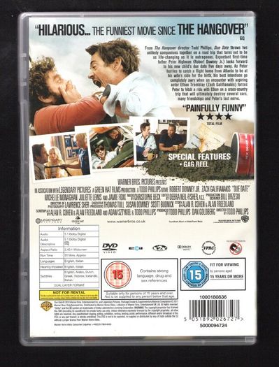 Due Dave DVD Movie staring Robert Downey Jr. and Zach Galifianaki
