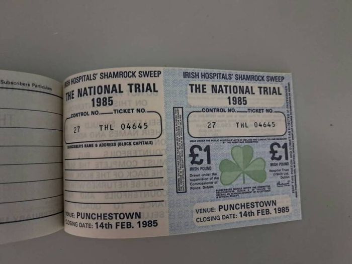 Book of12 Unused 1985 Irish Hospitals Sweepstake Tickets