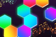 Hexagon LED Lights,8 Pack RGB Gaming Hex Wall Light Panels Sync to Music,Smart Lights with APP &amp; Remote &amp; Wired Control for Room Bar Bedroom Home Gaming Room Decor Present
